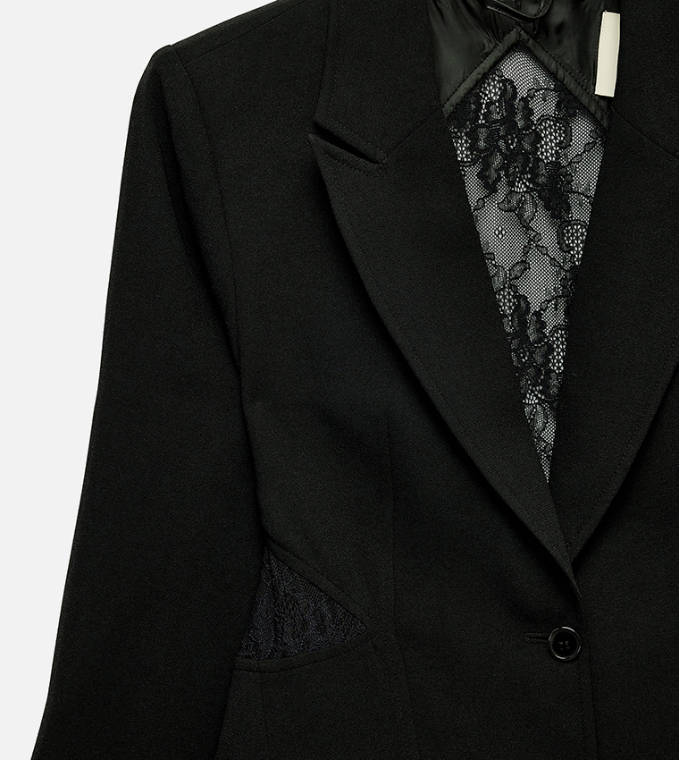 Lace Back Single-Breasted Blazer