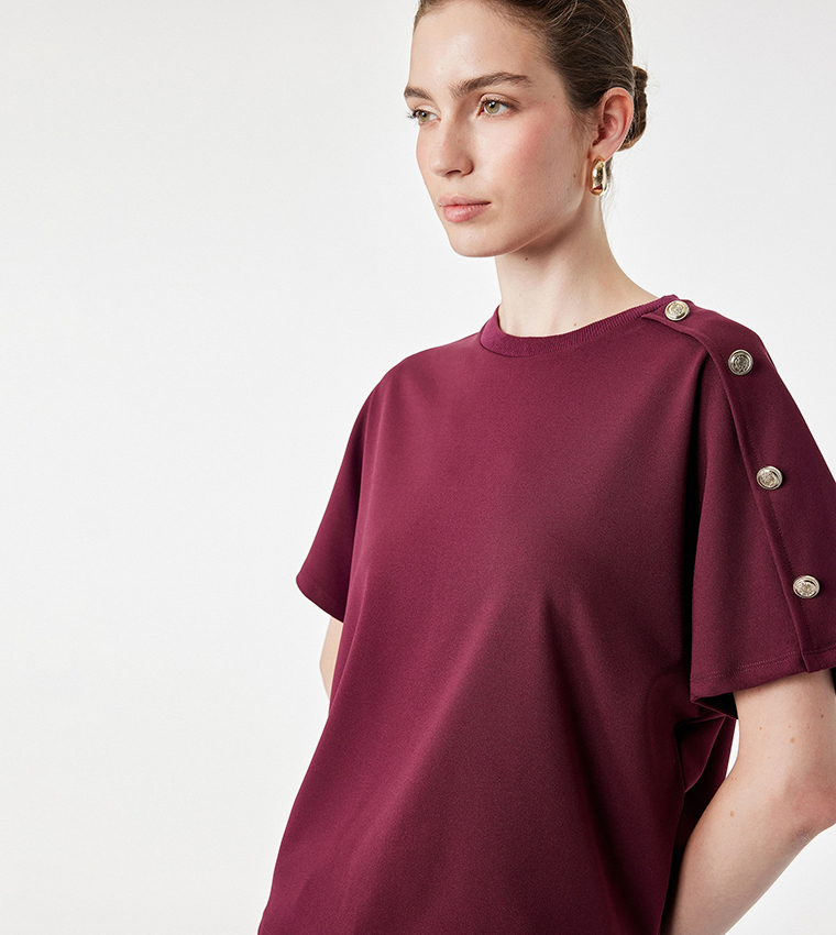 كوتون  تيشيرتات  كم قصير  - بورغندي Short Sleeve T-Shirts