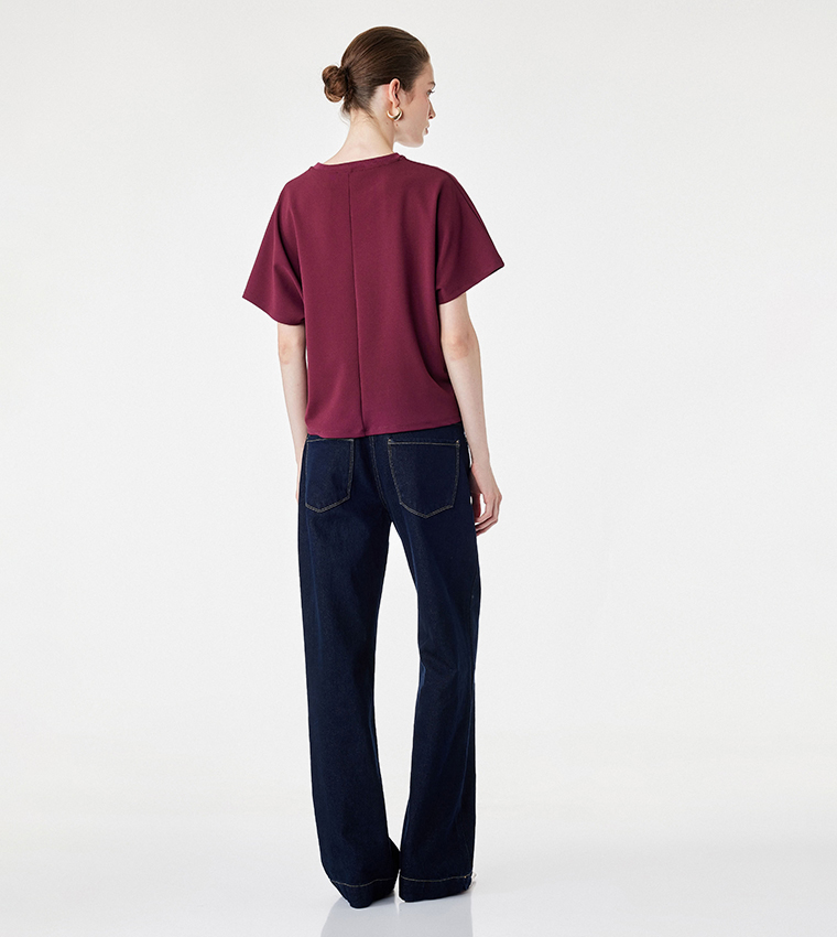 كوتون  تيشيرتات  كم قصير  - بورغندي Short Sleeve T-Shirts