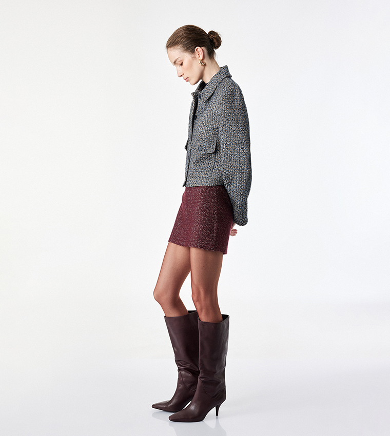 Textured Button Closure Casual Jacket