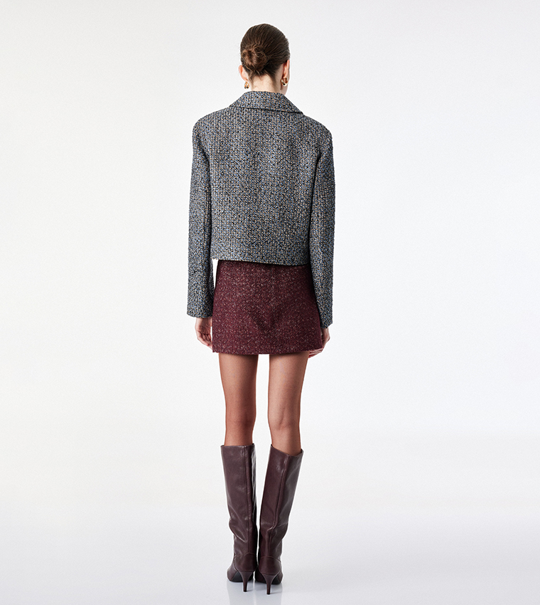 Textured Button Closure Casual Jacket