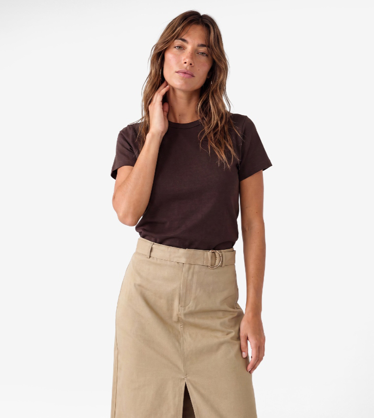 Koton  Short Sleeve T-Shirts - Brown Midi Dresses