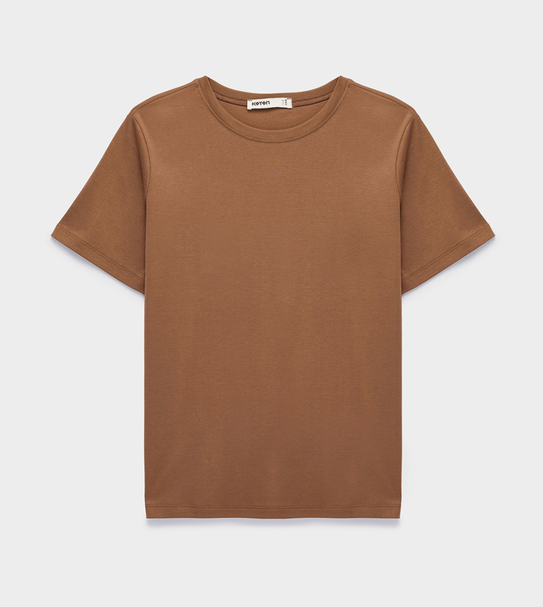 كوتون  تيشيرتات  كم قصير  - بني  Short Sleeve T-Shirts