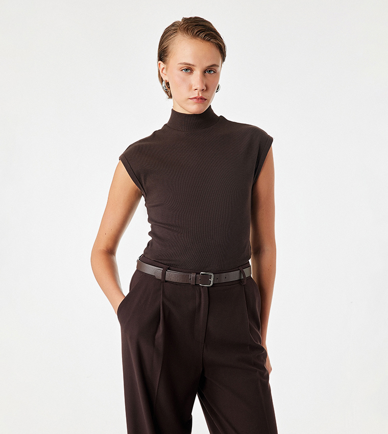 كوتون  توبات بلا أكمام  - بني  Sleeveless Tops