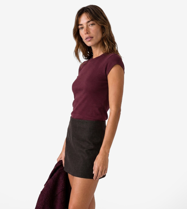 Koton  Short Sleeve T-Shirts - Burgundy Mini Dresses