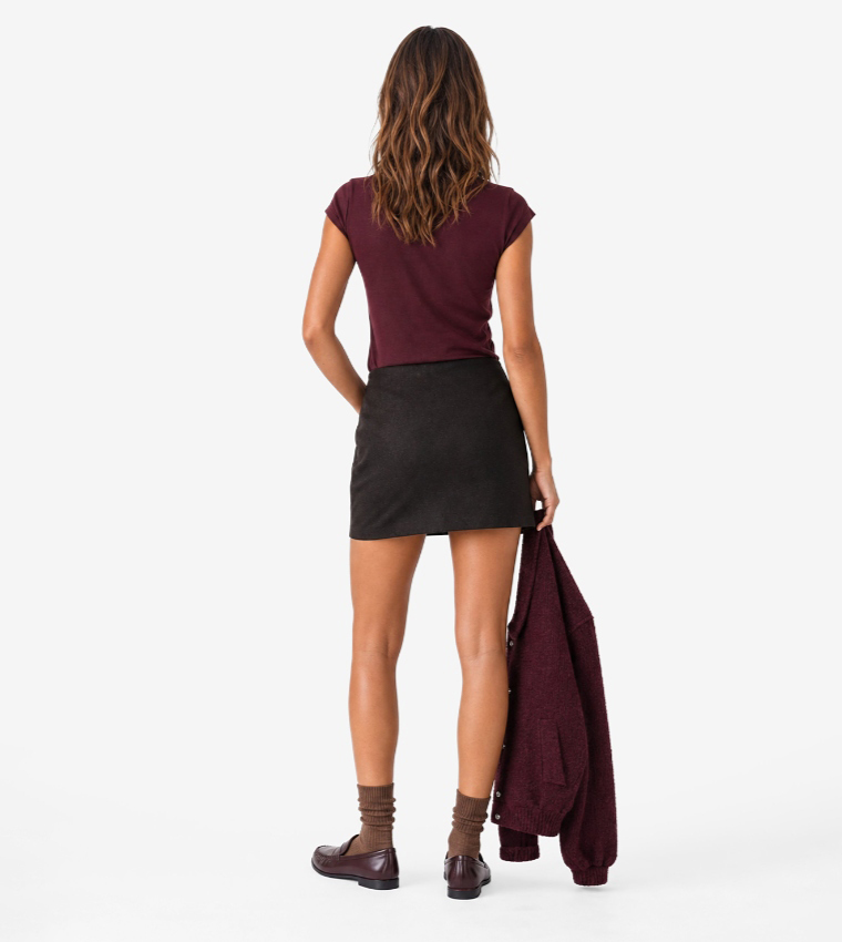 Koton  Short Sleeve T-Shirts - Burgundy Mini Dresses