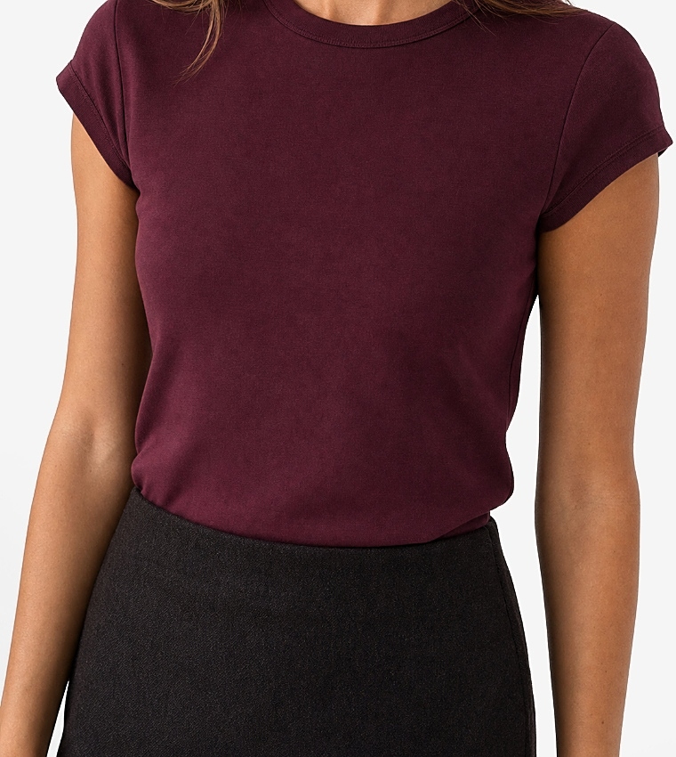 Koton  Short Sleeve T-Shirts - Burgundy Mini Dresses