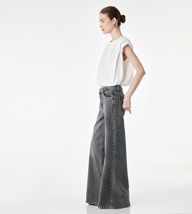 Solid Padded Shoulder Top