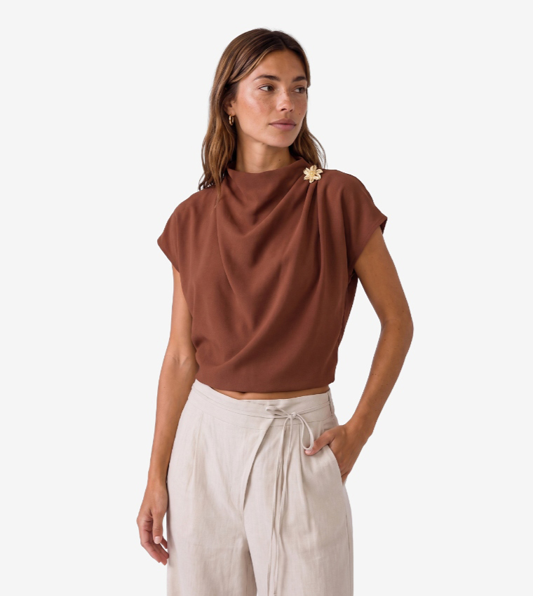 كوتون  توبات كاجوال  - بني  Midi Dresses