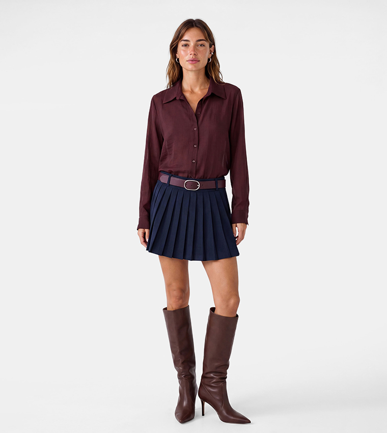 Solid Long Sleeves Oversized Shirt