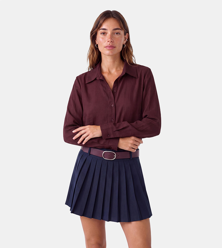 Solid Long Sleeves Oversized Shirt
