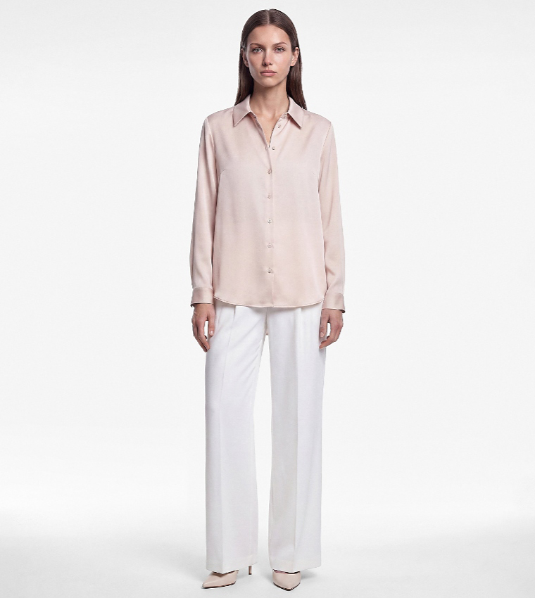 Solid Long Sleeves Satin Shirt