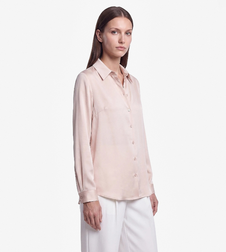 Solid Long Sleeves Satin Shirt