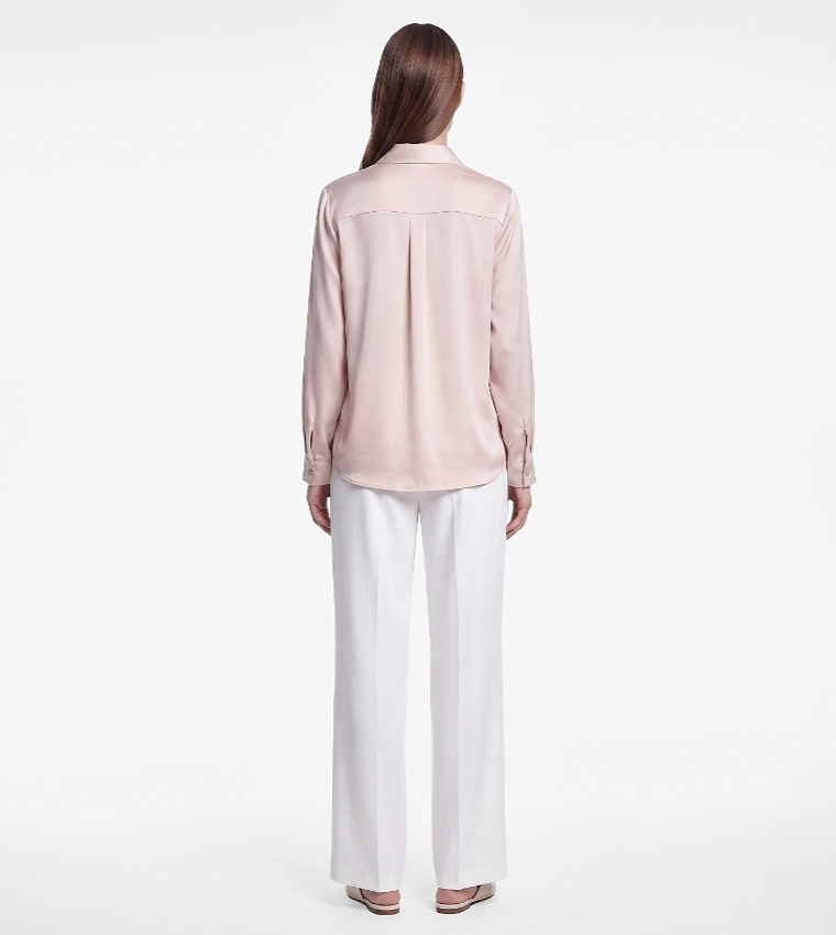 Solid Long Sleeves Satin Shirt