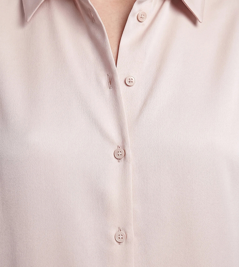 Solid Long Sleeves Satin Shirt