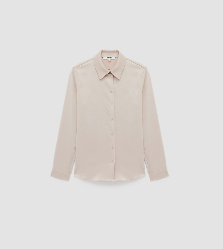 Solid Long Sleeves Satin Shirt