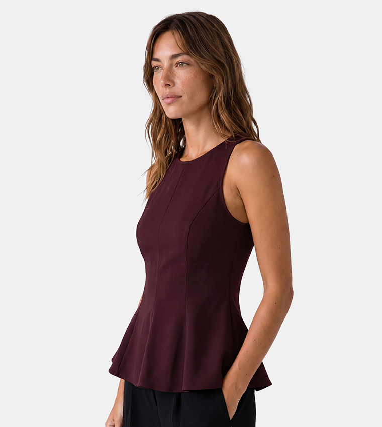 Koton  Sleeveless Tops - Burgundy Sleeveless Tops