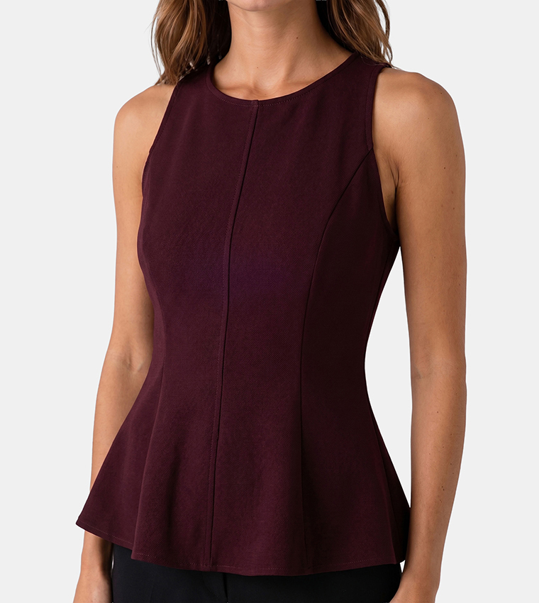 Koton  Sleeveless Tops - Burgundy Sleeveless Tops
