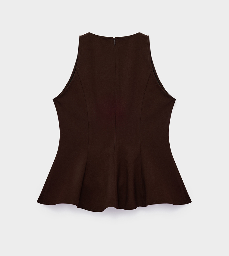 Koton  Sleeveless Tops - Brown Sleeveless Tops