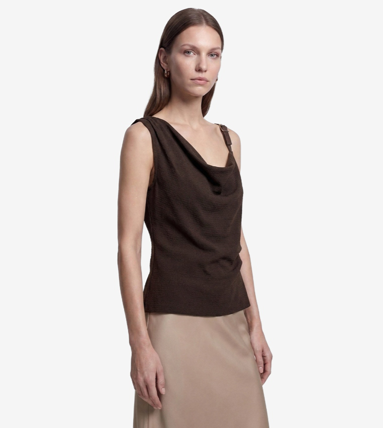 كوتون  توبات بلا أكمام  - بني  Midi Dresses