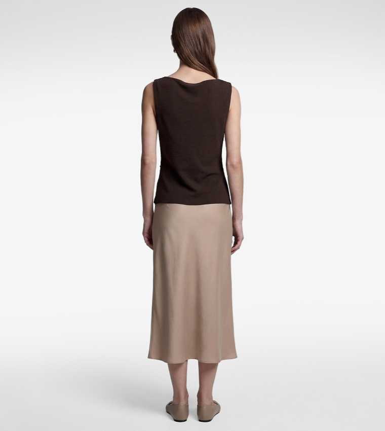 كوتون  توبات بلا أكمام  - بني  Midi Dresses
