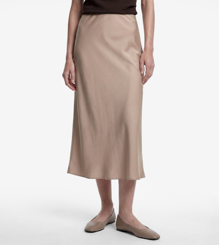 كوتون  توبات بلا أكمام  - بني  Midi Dresses