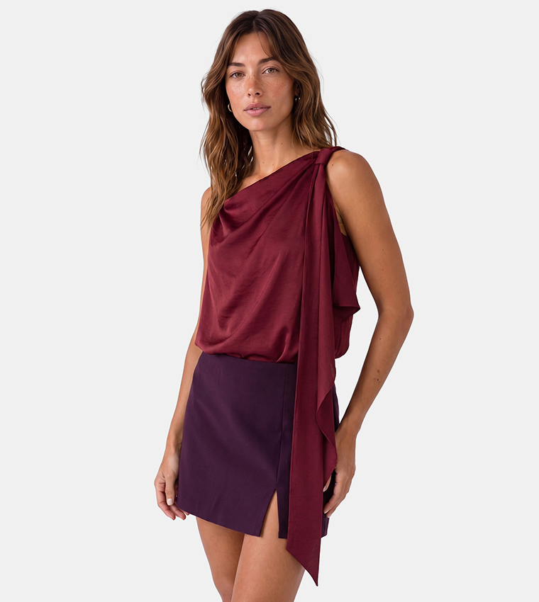 كوتون  توبات بلا أكمام  - بورغندي Sleeveless Tops