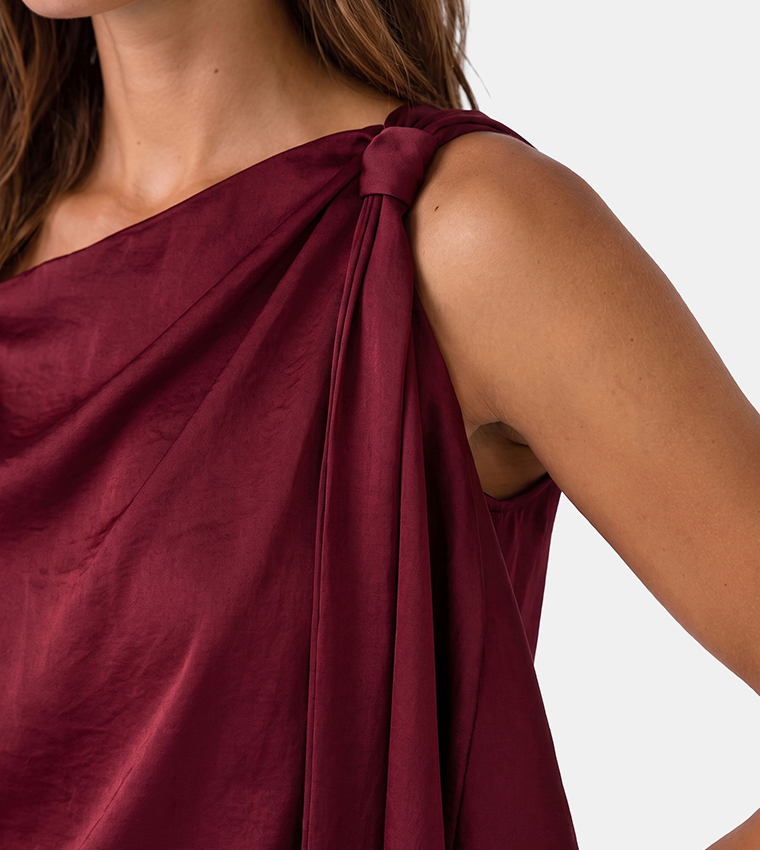 كوتون  توبات بلا أكمام  - بورغندي Sleeveless Tops