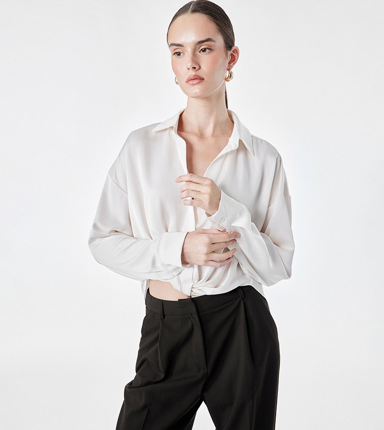 Solid Long Sleeves Oversized Shirt