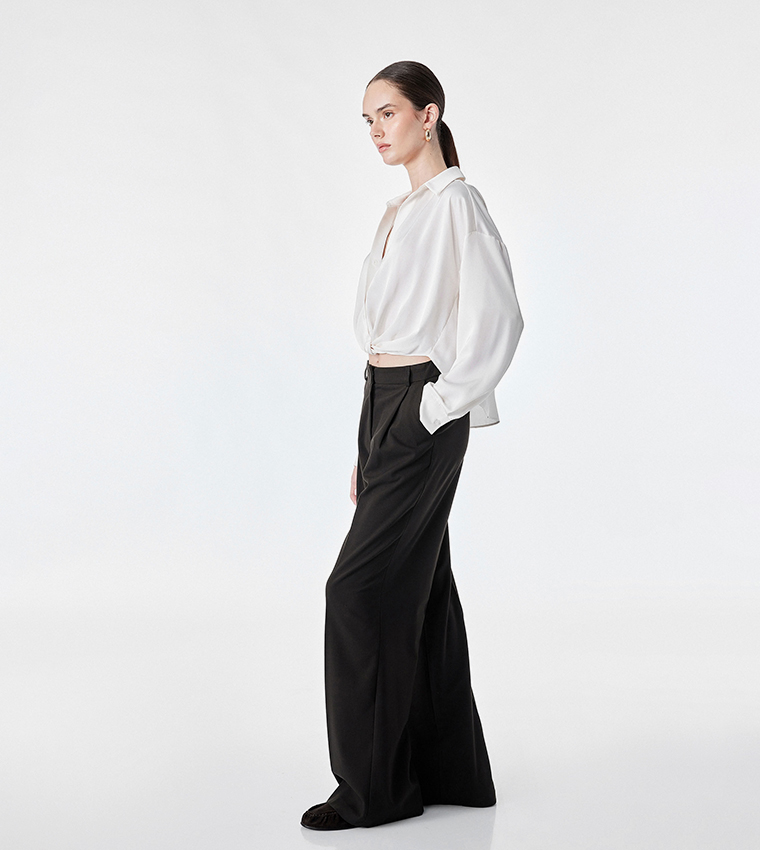 Solid Long Sleeves Oversized Shirt