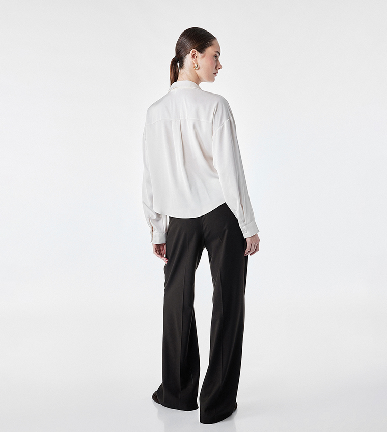 Solid Long Sleeves Oversized Shirt