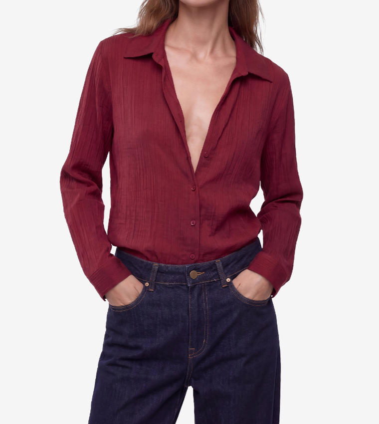 كوتون  قمصان - بورغندي Short Sleeve T-Shirts