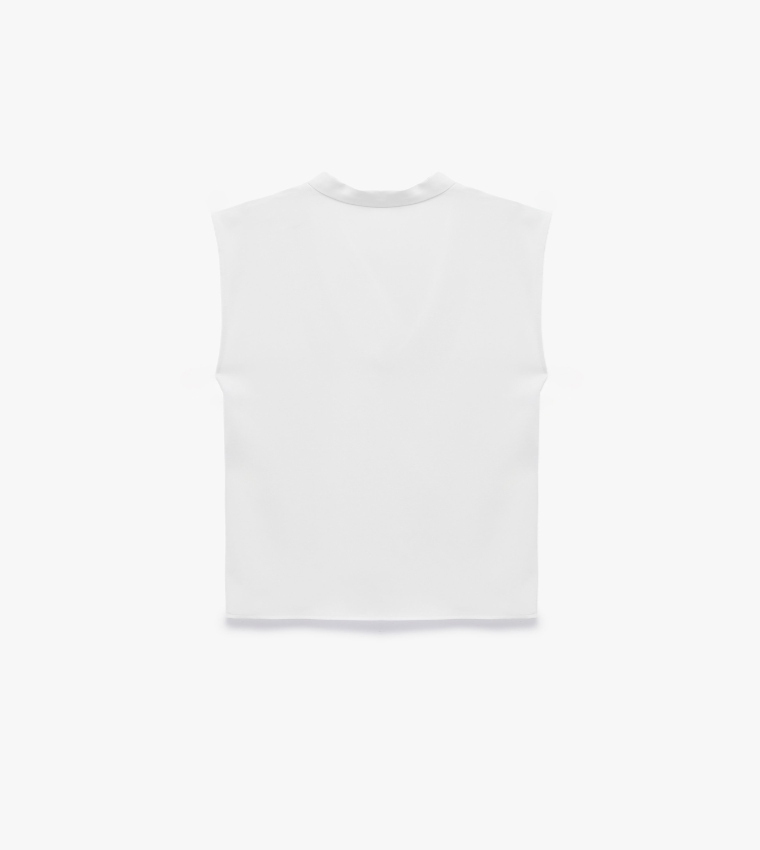 كوتون  توبات بلا أكمام  - أبيض Sleeveless Tops