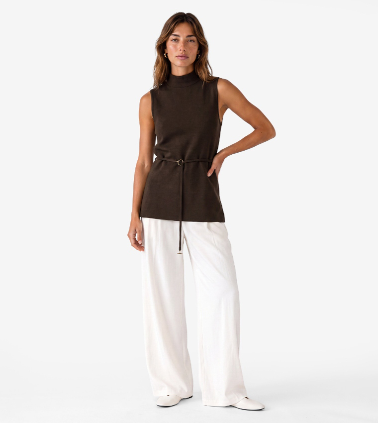 Koton  Sleeveless Tops - Brown Sleeveless Tops