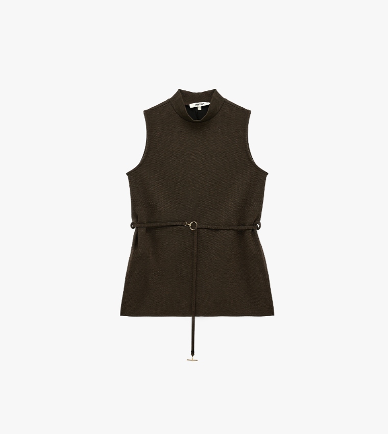 Koton  Sleeveless Tops - Brown Sleeveless Tops