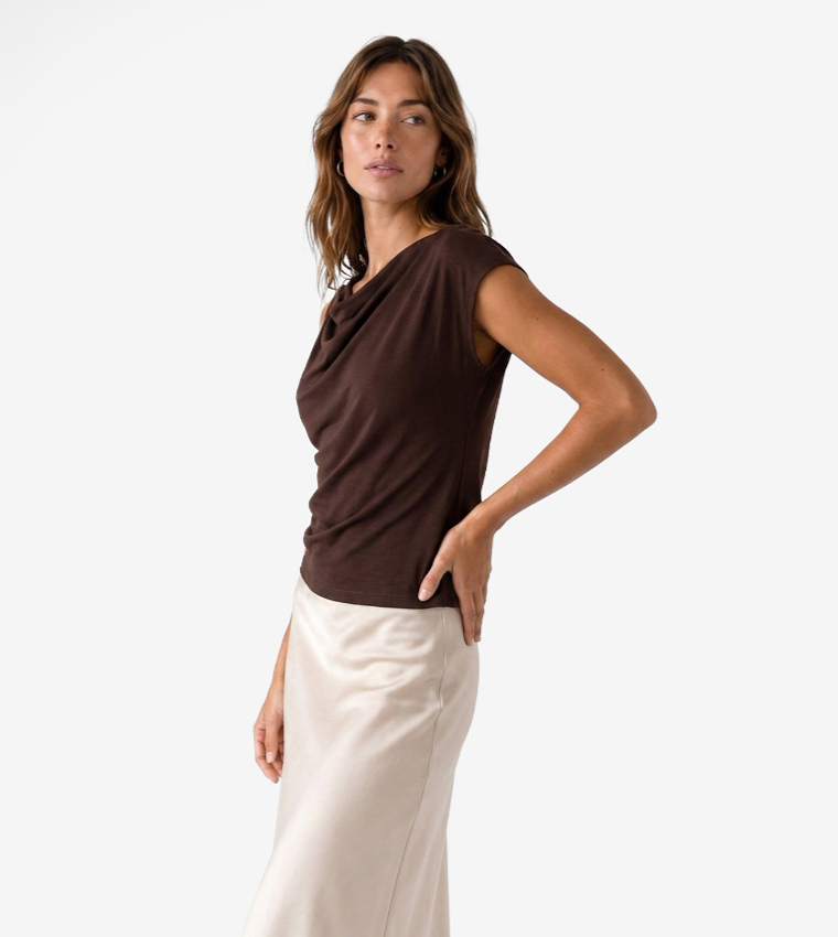 Solid Cowl Neck Top