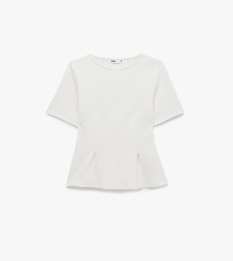 Solid Short Sleeves Peplum Top