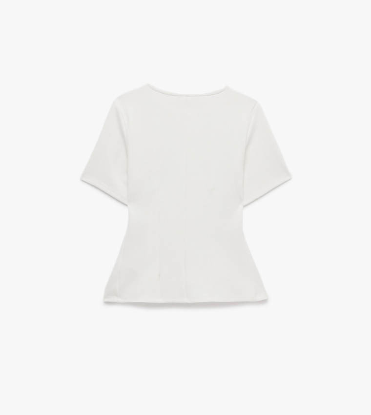 Solid Short Sleeves Peplum Top