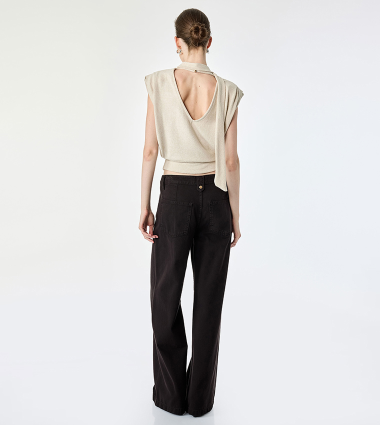 Solid Stand Collar Sleeveless Top
