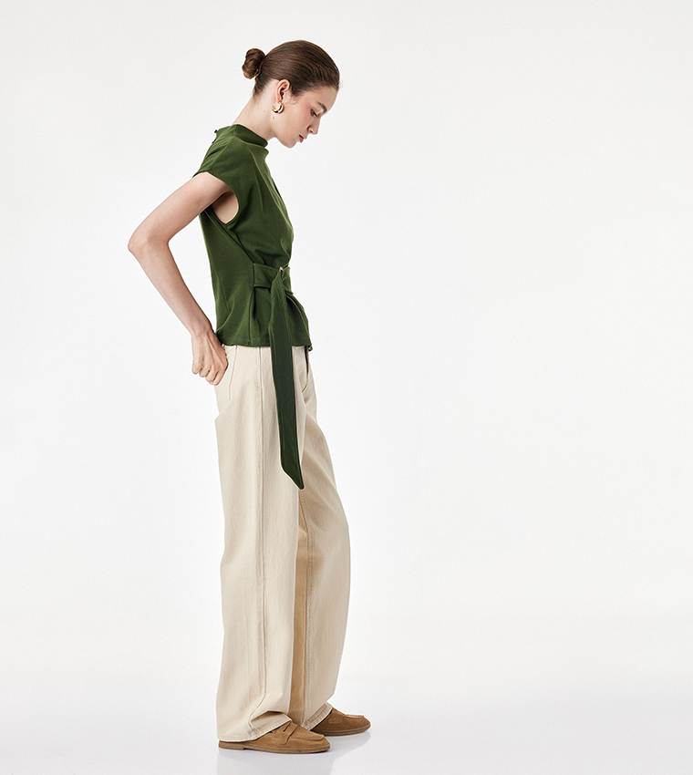كوتون  توبات بلا أكمام  - كاكي Sleeveless Tops