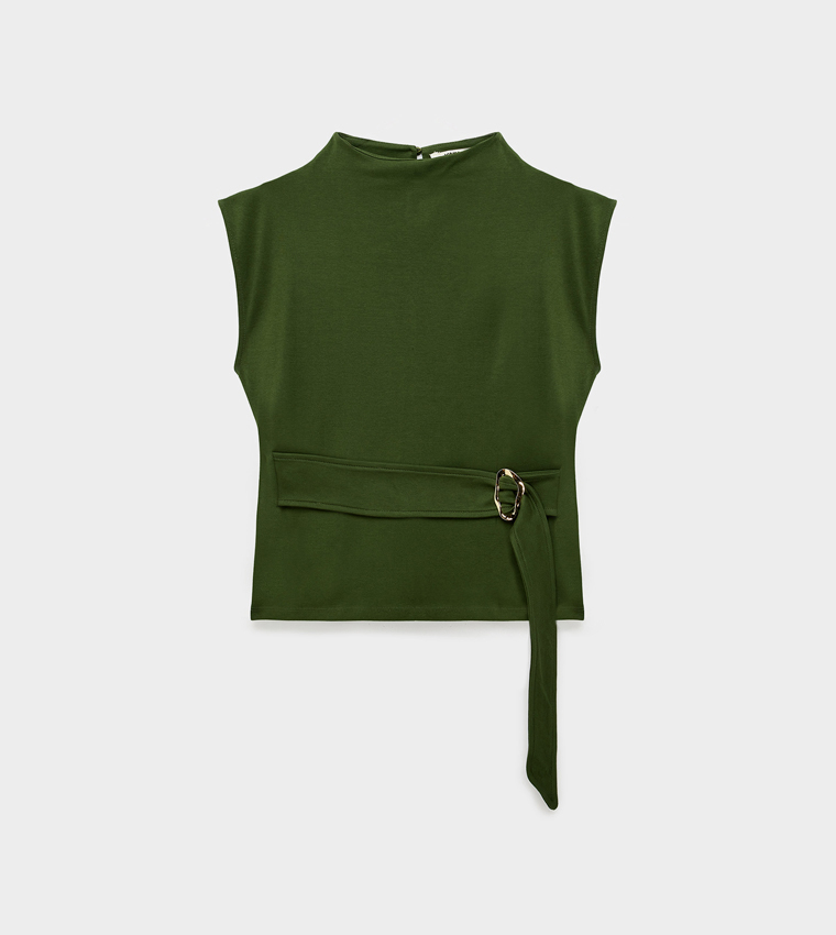 كوتون  توبات بلا أكمام  - كاكي Sleeveless Tops