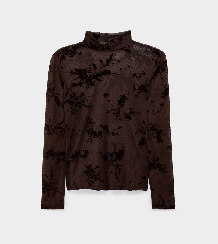 Floral High Neck Top