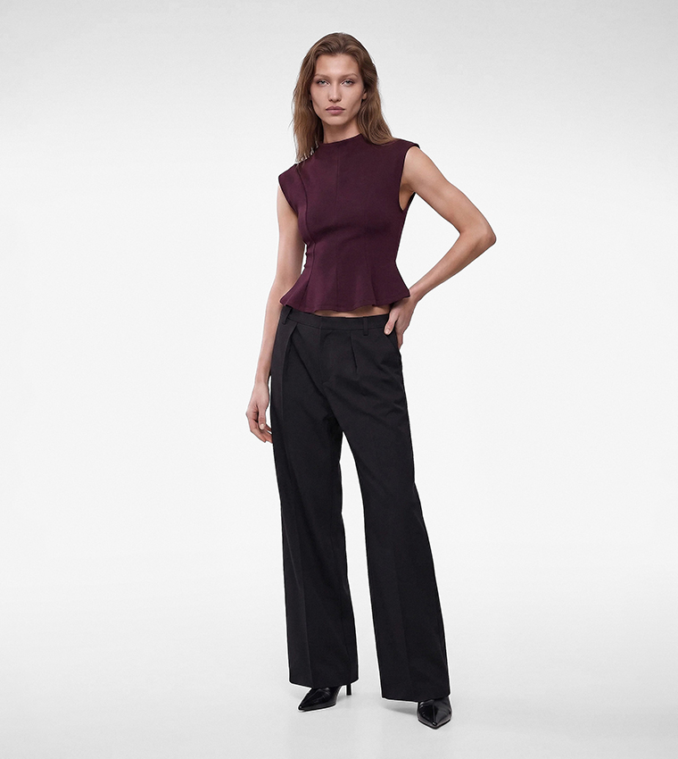Solid Peplum Sleeveless Top