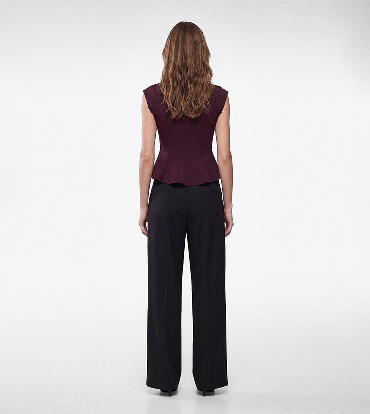 Solid Peplum Sleeveless Top