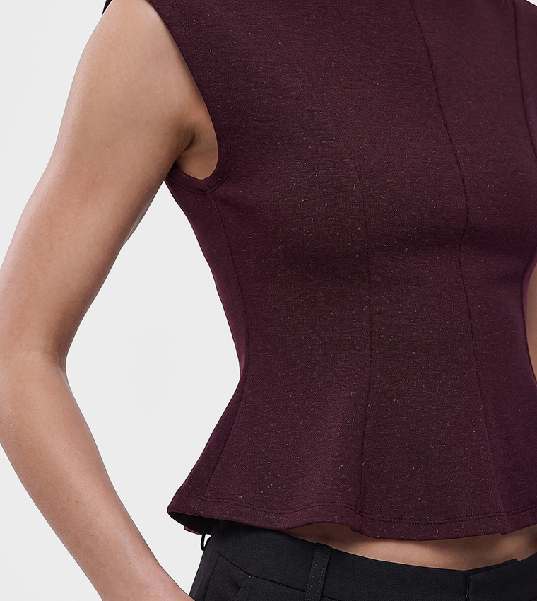 Solid Peplum Sleeveless Top
