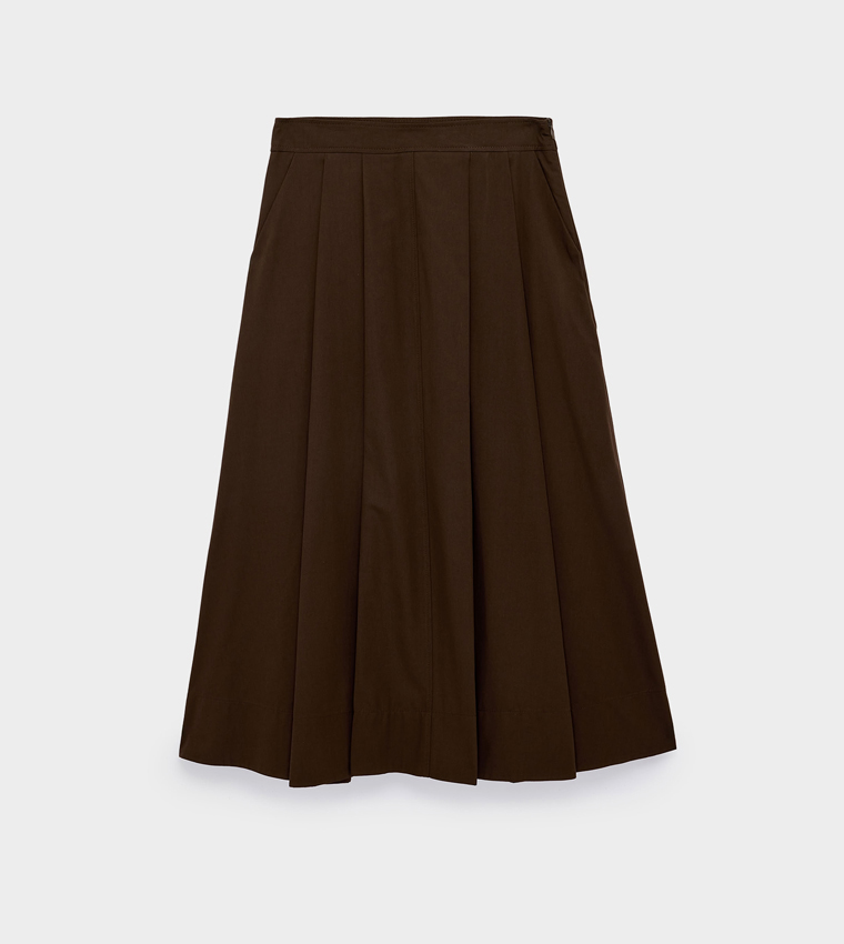 Solid Flared Midi Skirt