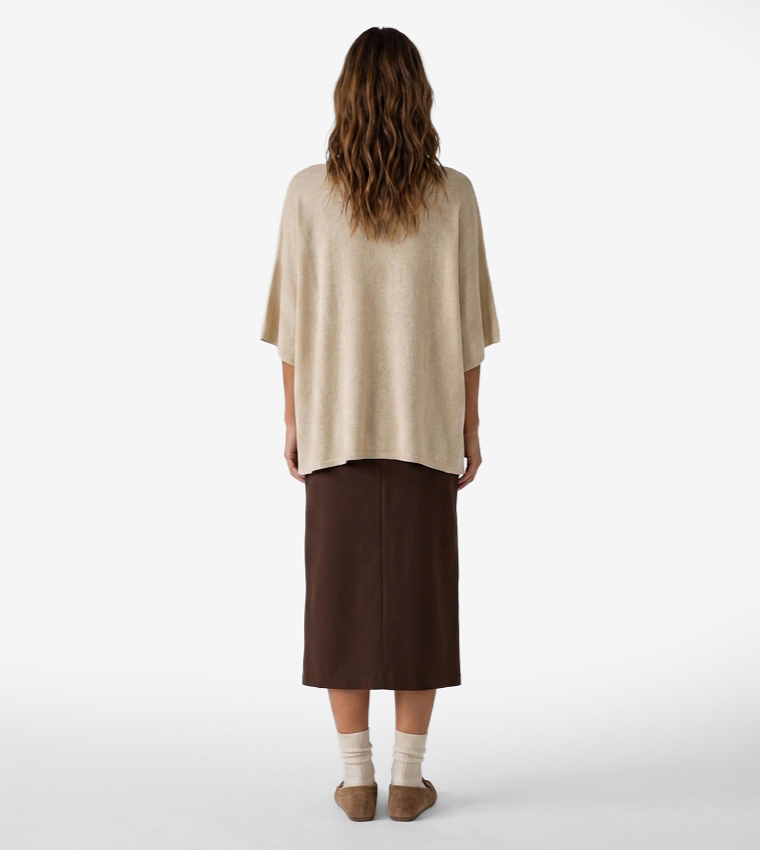 Solid Pencil Midi Skirt
