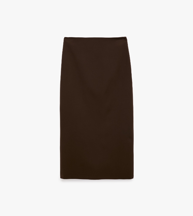Solid Pencil Midi Skirt