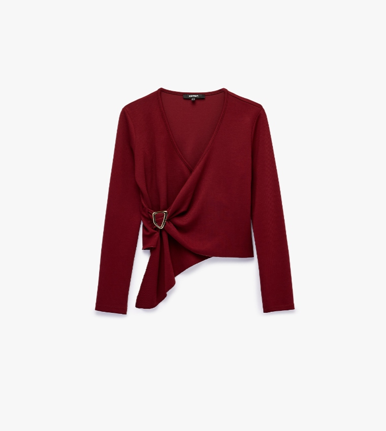 كوتون  توبات كاجوال  - بورغندي Cropped Tops