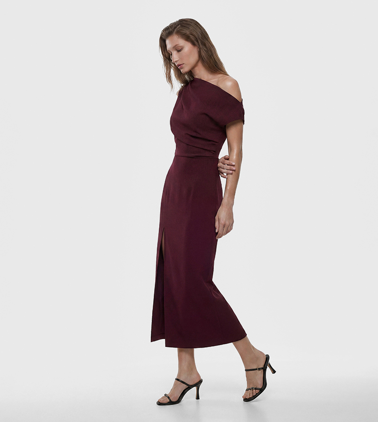 كوتون  فساتين ميدي  - بورغندي Midi Dresses